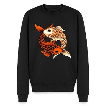 Yin Yang Koi Karpen Koi Teich Japan Fische Symbol - Männer Premium Bio Pullover - Schwarz - Vorne - Nico (187cm)