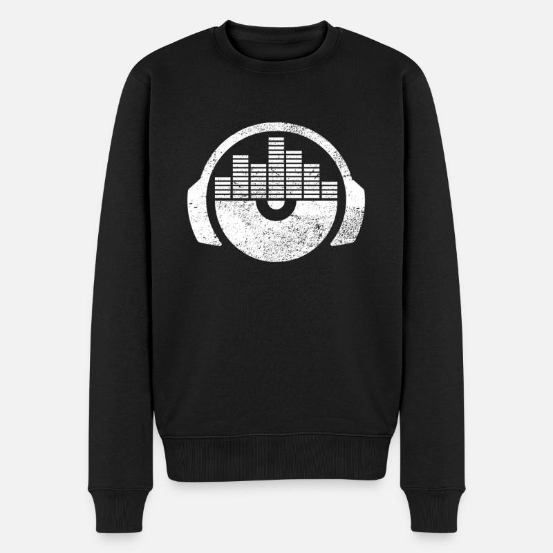 Kopfhörer Eqalizer Schallplatte DJ - Männer Premium Bio Pullover - Schwarz