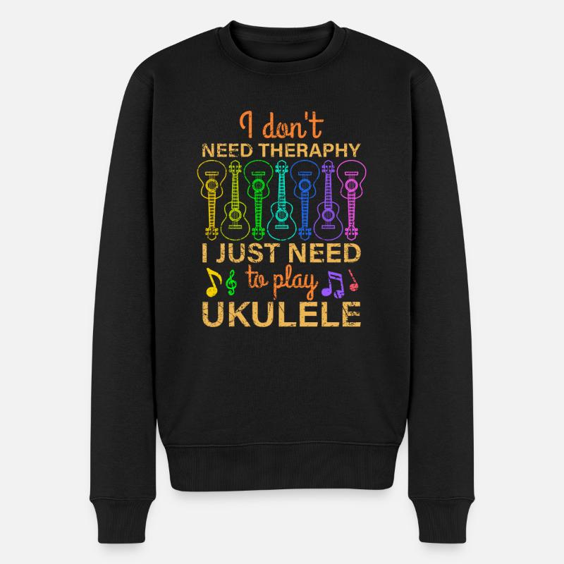 Keine Therapie Ich muss nur Ukulele Uke Geschenk - Männer Premium Bio Pullover - Schwarz