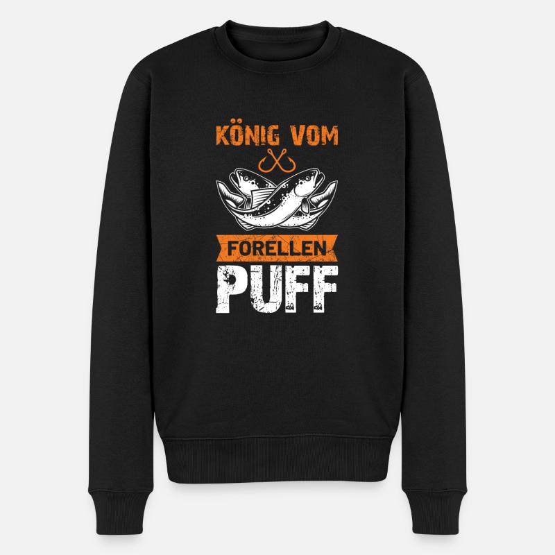 König vom Forellenpuff Angler Forellen Geschenk - Männer Premium Bio Pullover - Schwarz