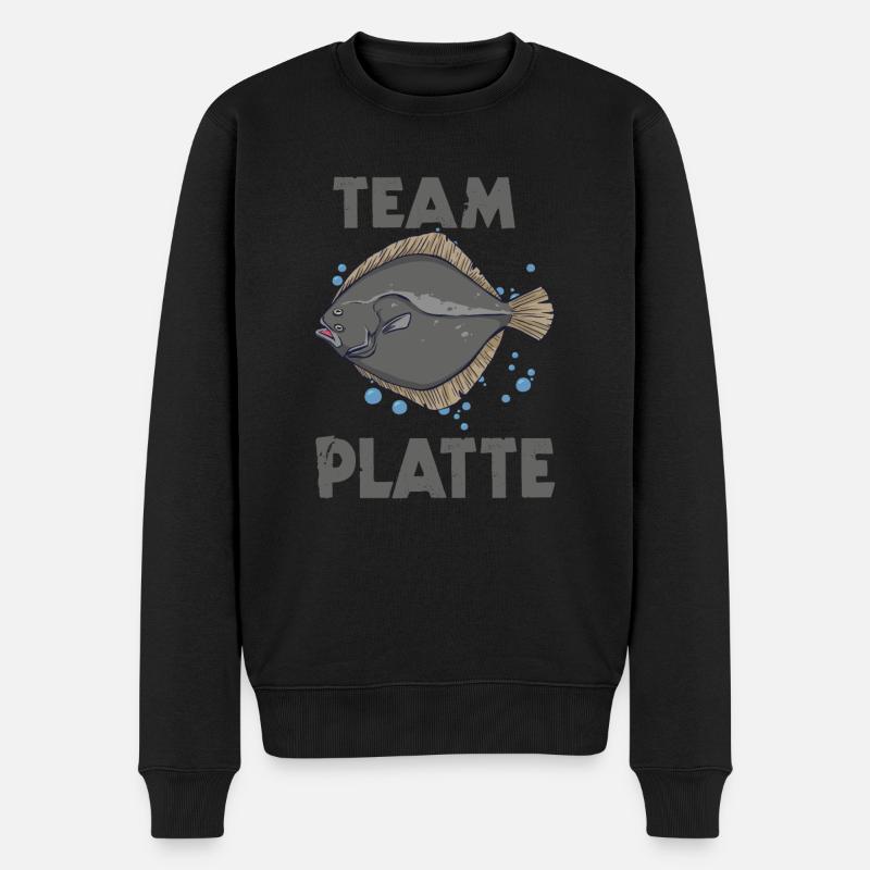 Team Platte Plattfisch Brandungsangln Scholle - Männer Premium Bio Pullover - Schwarz