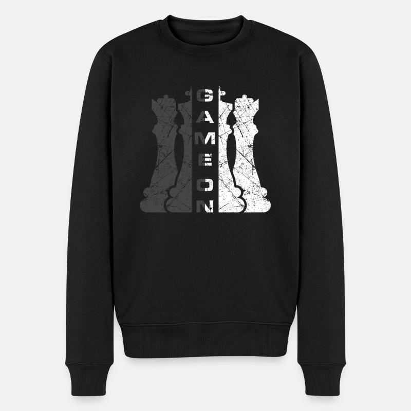 Schach Spruch Schachspieler Schachfigur Schachmatt - Männer Premium Bio Pullover - Schwarz
