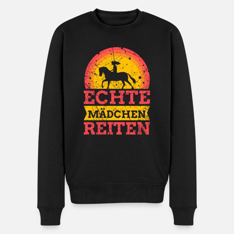Echte Mädchen Reiten Reiter Spruch Reit Geschenk - Männer Premium Bio Pullover - Schwarz