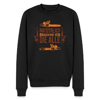 Holzfäller - Männer Premium Bio Pullover - Schwarz - Vorne - Nico (187cm)