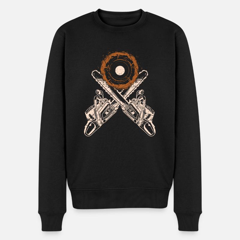 Holzfäller Kettensägen Geschenk - Männer Premium Bio Pullover - Schwarz