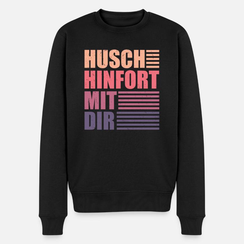 Husch hinfort mit dir! Unnötiger Sozialkontakt - Männer Premium Bio Pullover - Schwarz