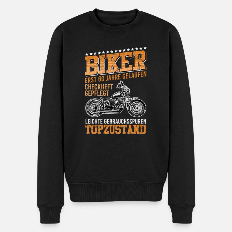 Motorradfahrer 60 Jahre Geburtstag Topzustand - Männer Premium Bio Pullover - Schwarz