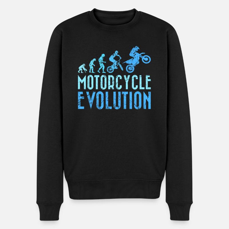 Motorradfahrer Evolution Mensch Entwicklung - Männer Premium Bio Pullover - Schwarz