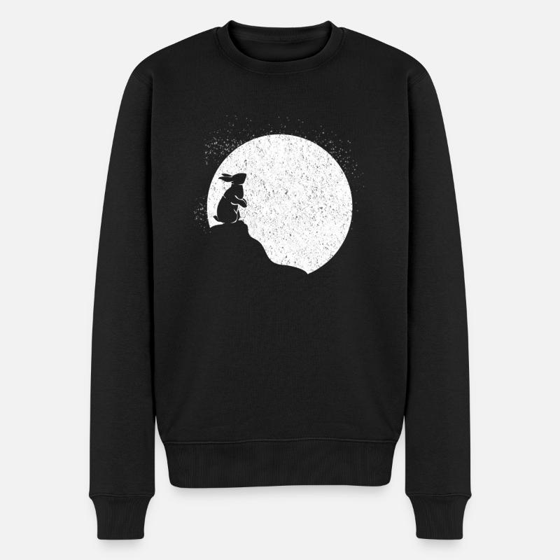 Lièvre dans la lune lune cadeau Lapin Romance - Pull Premium bio Homme - noir
