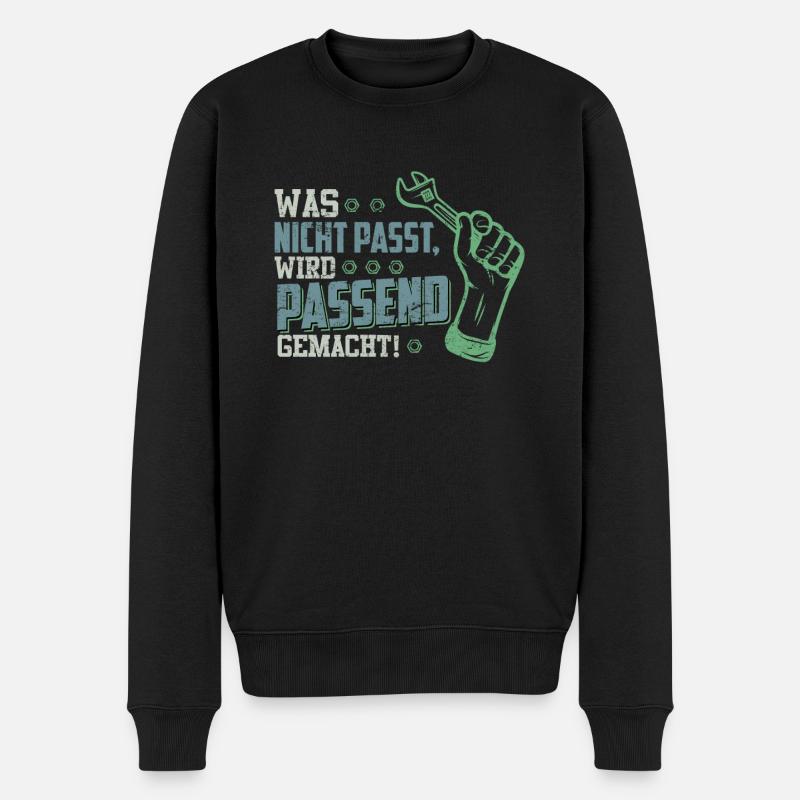 Handwerker Spruch Vintage Geschenk Werkzeug - Männer Premium Bio Pullover - Schwarz