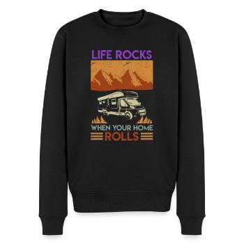 Wohnmobil Camping Berge Natur Geschenk Camper - Männer Premium Bio Pullover - Schwarz - Vorne - Nico (187cm)