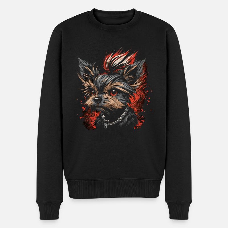 Punky Yorkshire Terrier - Pull Premium bio Homme - noir