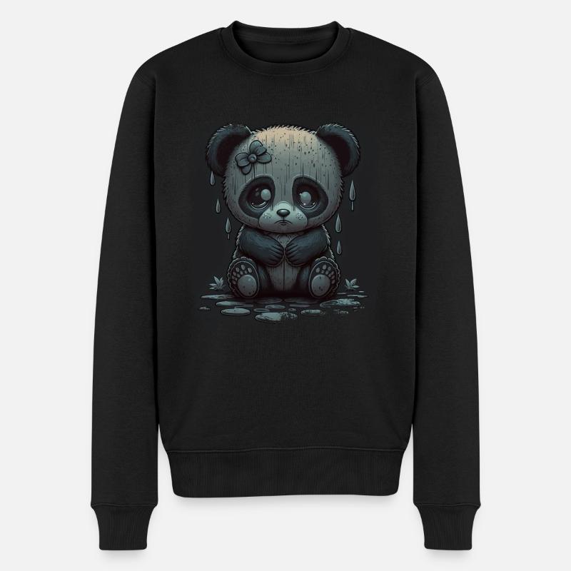 Panda triste mignon - Pull Premium bio Homme - noir