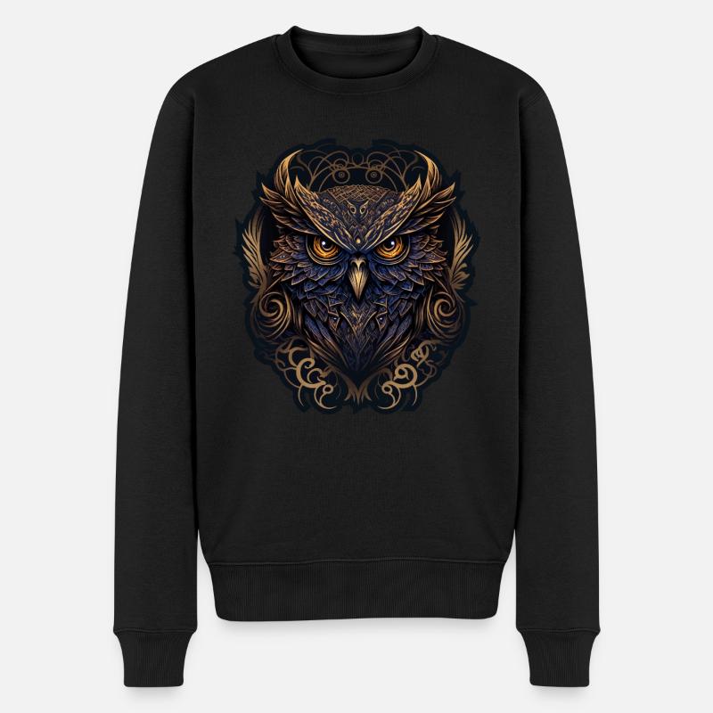 Eule - Männer Premium Bio Pullover - Schwarz