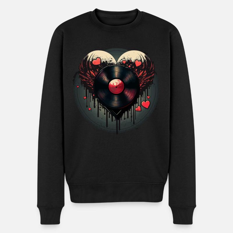 Schallplatten Sammler - Männer Premium Bio Pullover - Schwarz