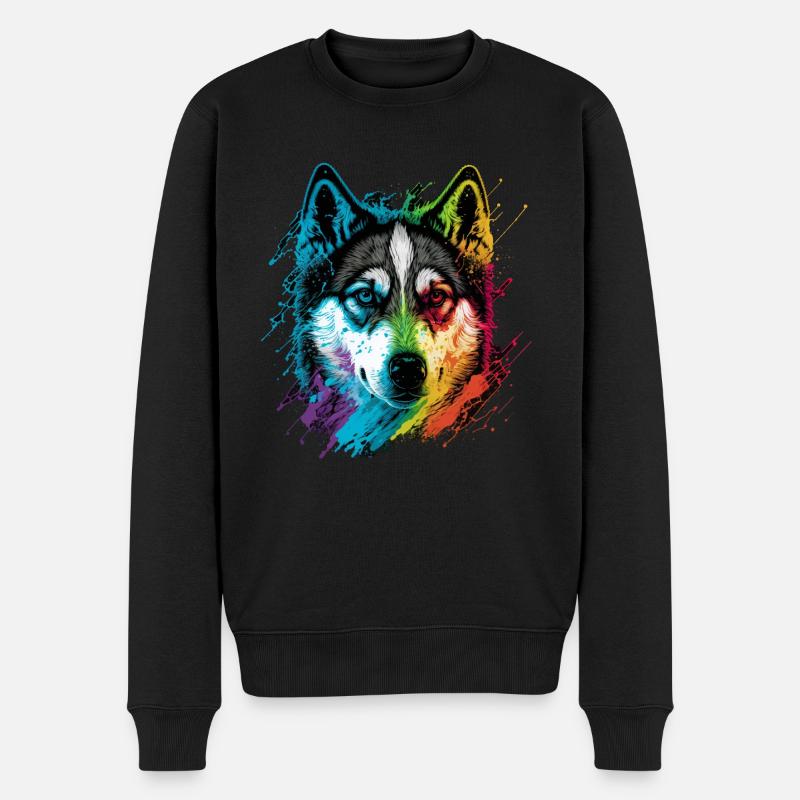 Husky arc-en-ciel - Pull Premium bio Homme - noir