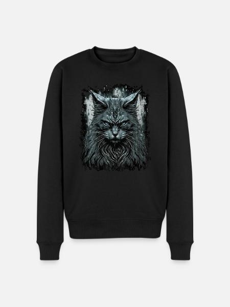 Maine-Coon-Katze - Männer Premium Bio Pullover - Schwarz