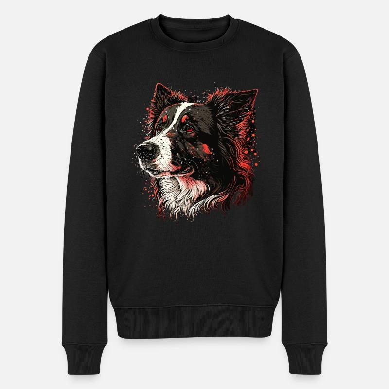 Border Collie - Pull Premium bio Homme - noir