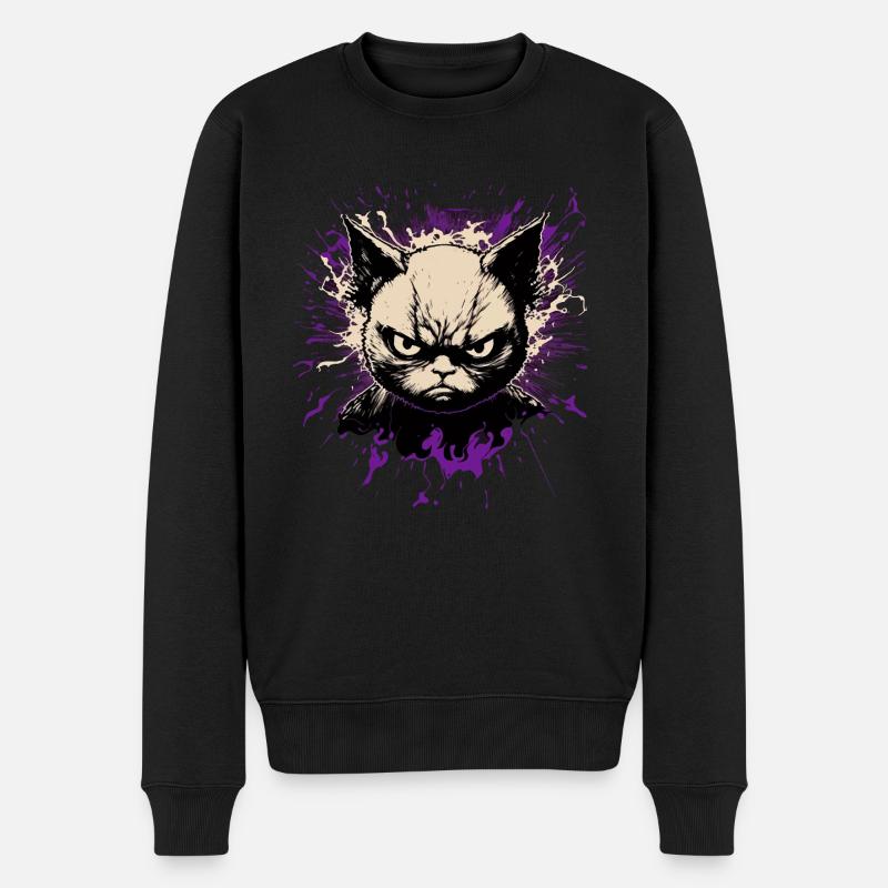 Garstige Katze - Männer Premium Bio Pullover - Schwarz