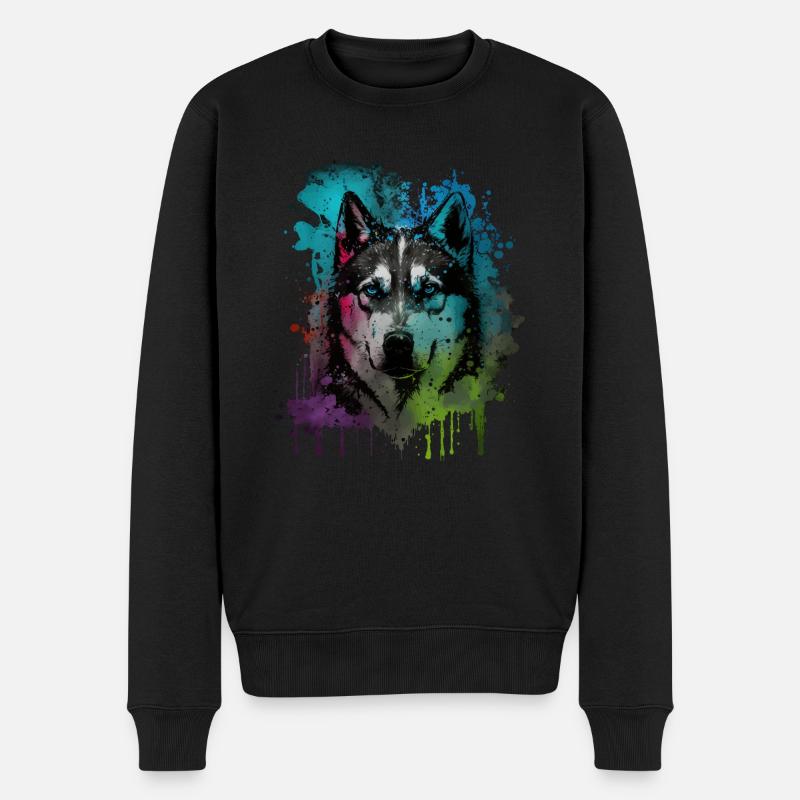 Chien husky - Pull Premium bio Homme - noir
