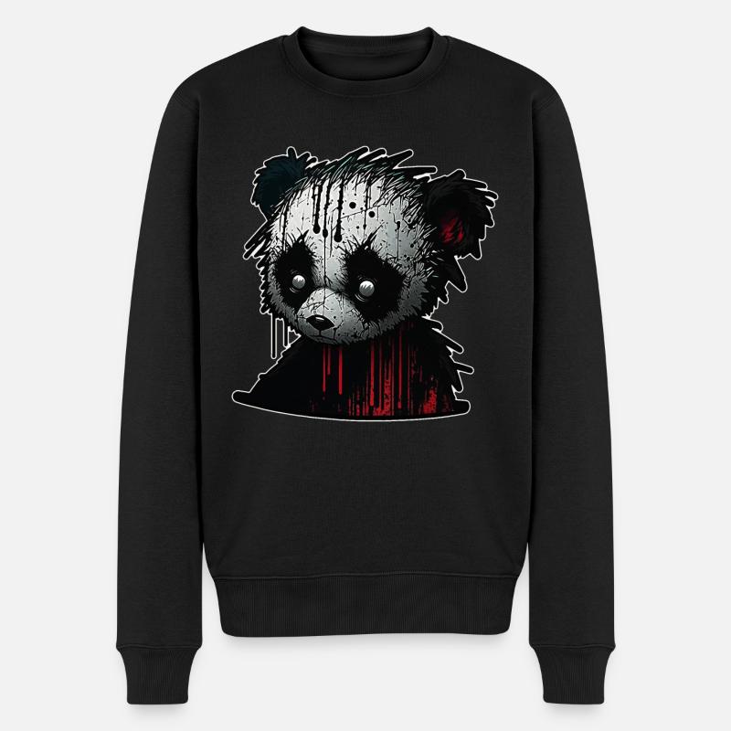 Panda triste et effrayant - Pull Premium bio Homme - noir