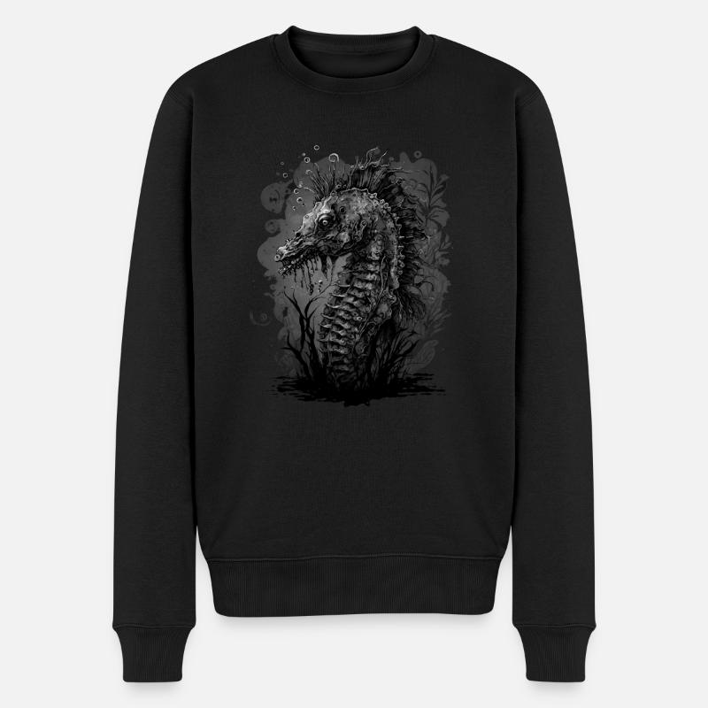 Crinchy Seepferdchen - Männer Premium Bio Pullover - Schwarz
