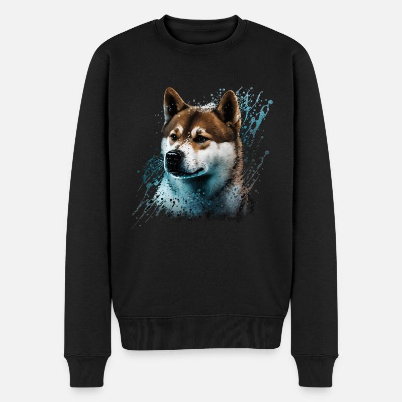 Akita Inu Chien - Pull Premium bio Homme - noir
