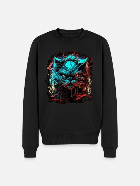 Perserkatze - Männer Premium Bio Pullover - Schwarz