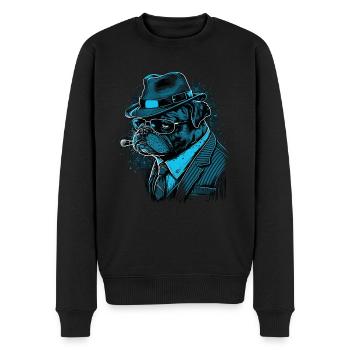 Commissaire Pug - Pull Premium bio Homme - noir - Devant - Nico (187cm)