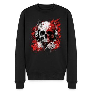 Zombie skull Disc Jockey - Men's Premium Organic Jumper - black - Front - Nico (187cm)