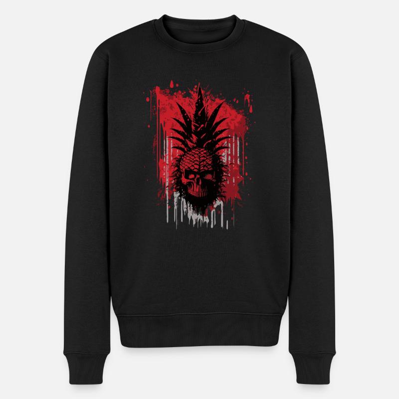 Gruselige Ananas Frucht - Männer Premium Bio Pullover - Schwarz