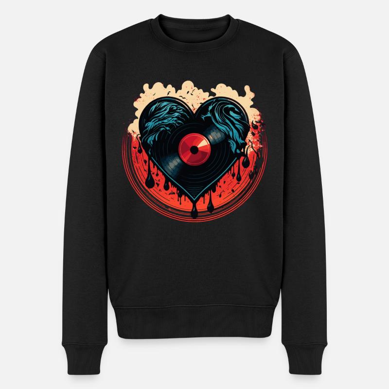 Schallplatten Liebe - Männer Premium Bio Pullover - Schwarz