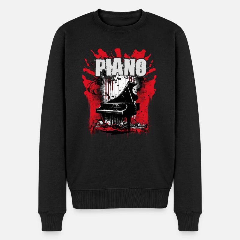Piano - Männer Premium Bio Pullover - Schwarz