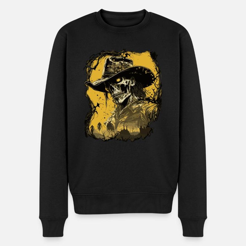 Untoter Cowboy - Männer Premium Bio Pullover - Schwarz