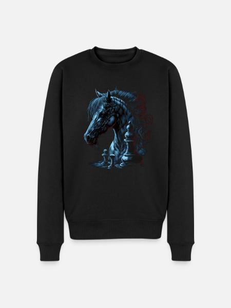 Springer Schach Pferd - Männer Premium Bio Pullover - Schwarz