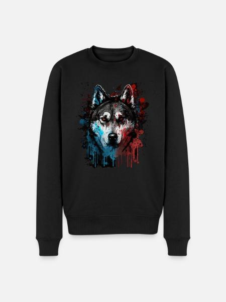 Husky Dog - Männer Premium Bio Pullover - Schwarz