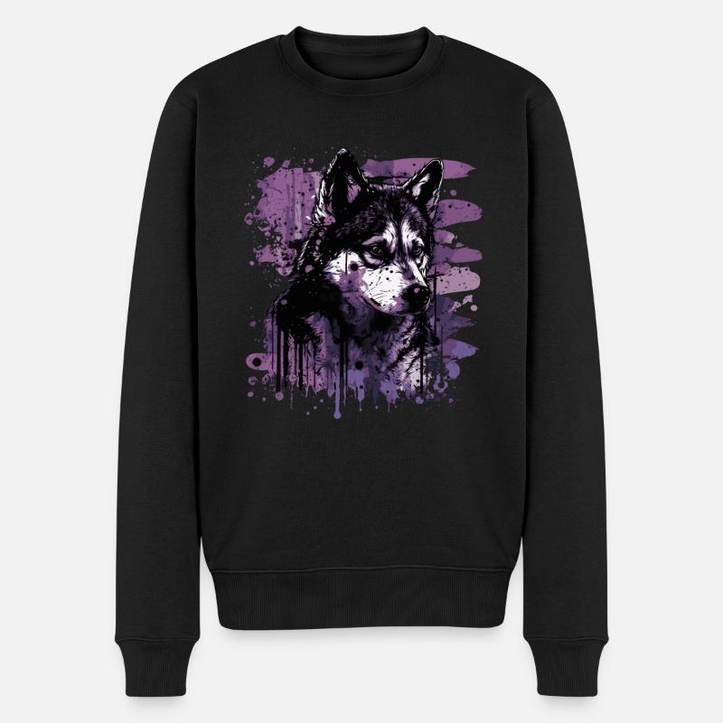 Chien Husky - Pull Premium bio Homme - noir