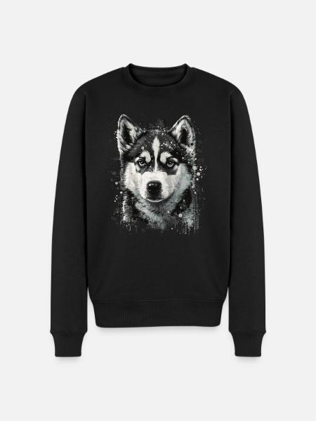 Chiot Husky - Pull Premium bio Homme - noir