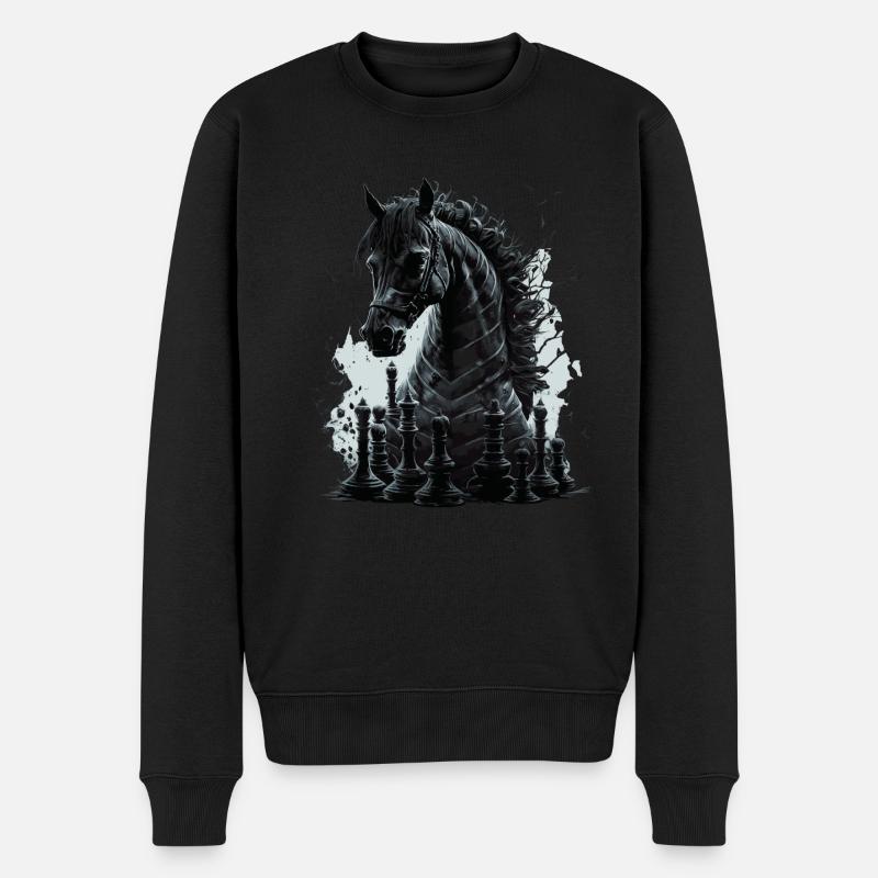 Springer Schach Pferd - Männer Premium Bio Pullover - Schwarz