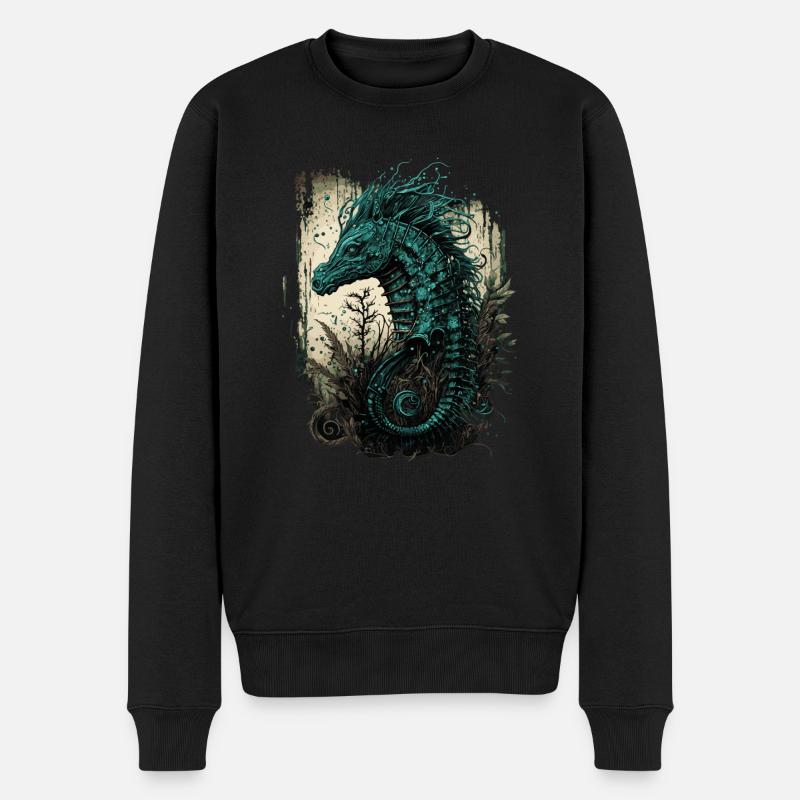 Crinchy Seepferdchen - Männer Premium Bio Pullover - Schwarz