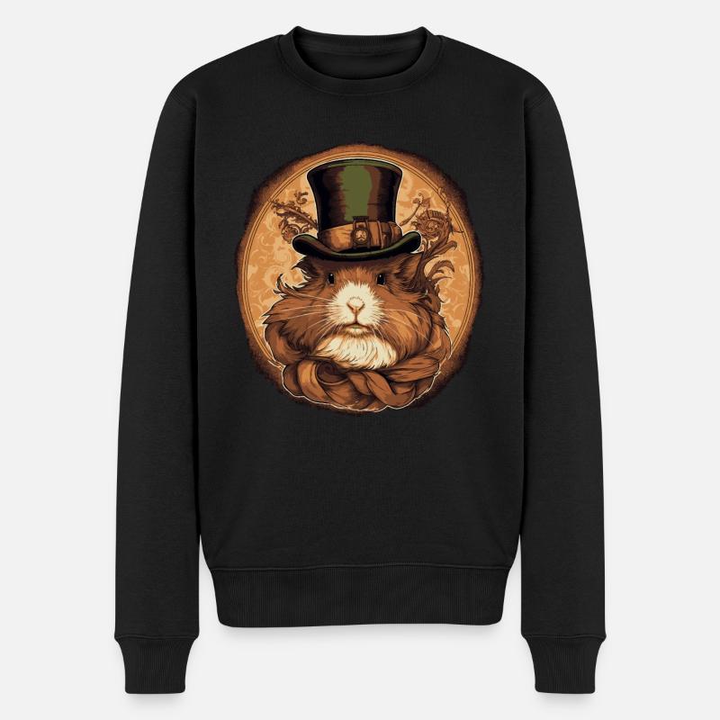 Steampunk Meerschweinchen - Männer Premium Bio Pullover - Schwarz