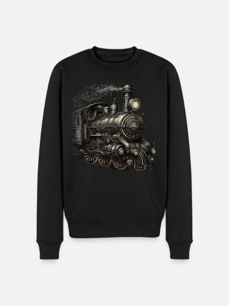Dampflokomotive - Männer Premium Bio Pullover - Schwarz