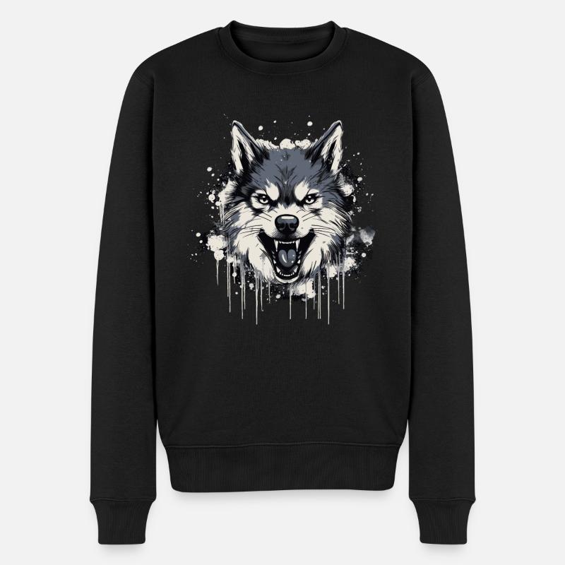 Chien Husky - Pull Premium bio Homme - noir