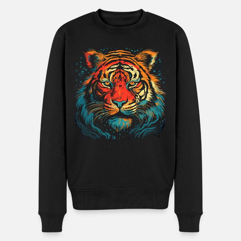 Tiger - Männer Premium Bio Pullover - Schwarz