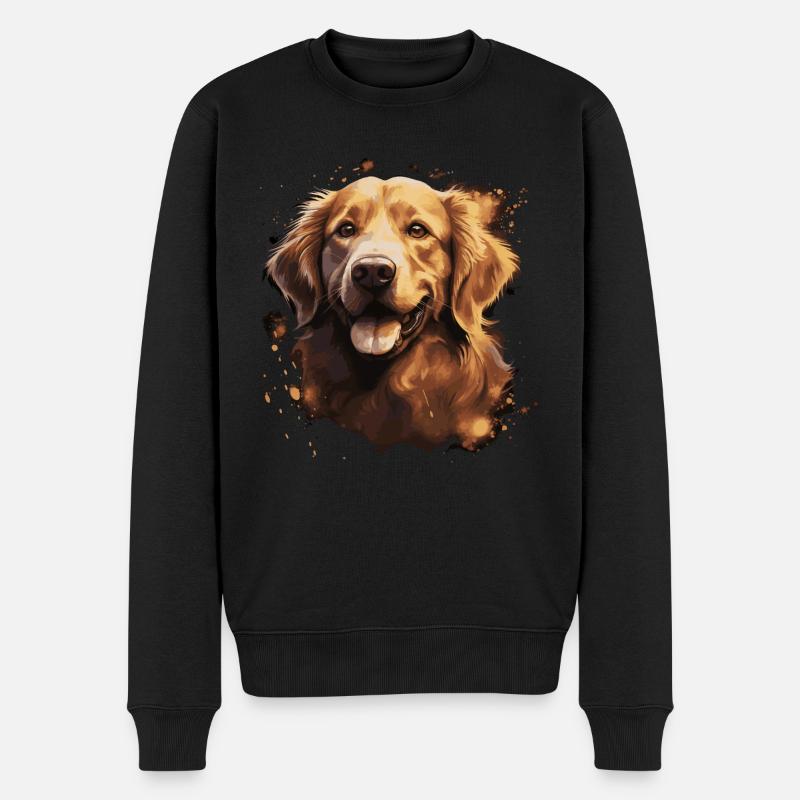 Chien Golden Retriever - Pull Premium bio Homme - noir