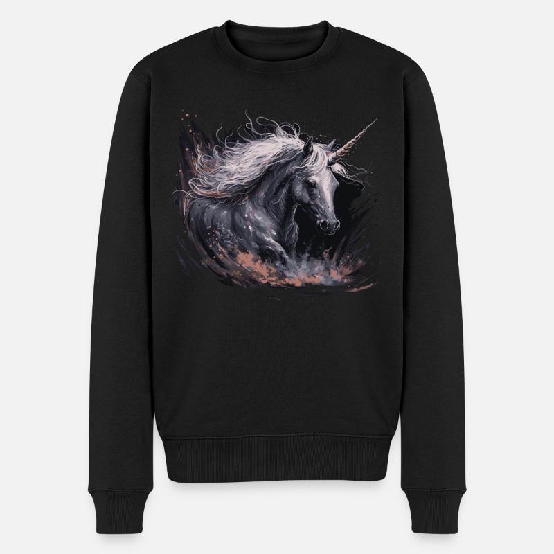 Einhorn - Männer Premium Bio Pullover - Schwarz