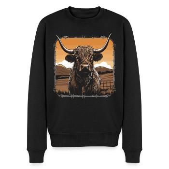 Schottisches Hochlandrind - Männer Premium Bio Pullover - Schwarz - Vorne - Nico (187cm)