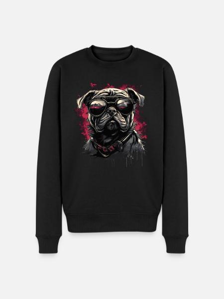 Pug dog with sunglasses - Men's Premium Organic Jumper - black