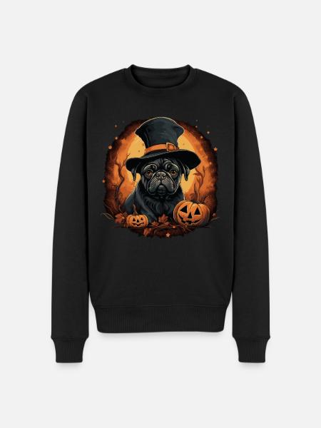 Carlin d’Halloween mignon - Pull Premium bio Homme - noir