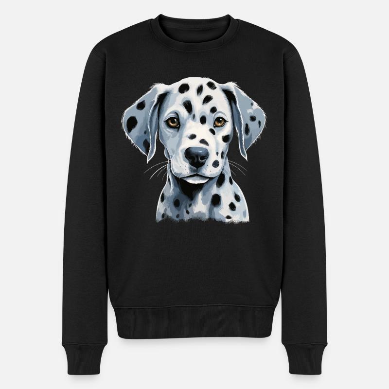 Niedlicher Dalmatinerwelpe - Männer Premium Bio Pullover - Schwarz